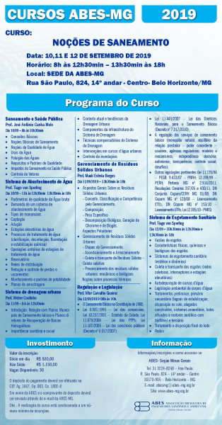curso noções de saneamento básico da ABES-MG