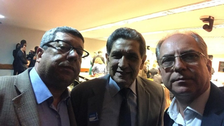 Edson A. da Silva (FNSA), Ubiratan Pereira (AESBE) e Sérgio Gonçalves (ABES
