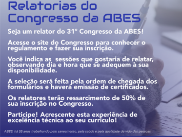 SEJA UM RELATOR DO CONGRESSO DA ABES